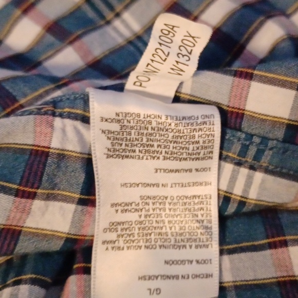 NAUTICA MENS SHORT SLEEVE SHIRT, LARGE, SLIM FIT. GREEN PLAID SEE PIC. - Picture 7 of 7